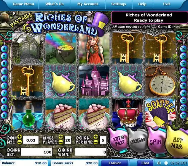 Riches of Wonderland slots Main Screen Reels