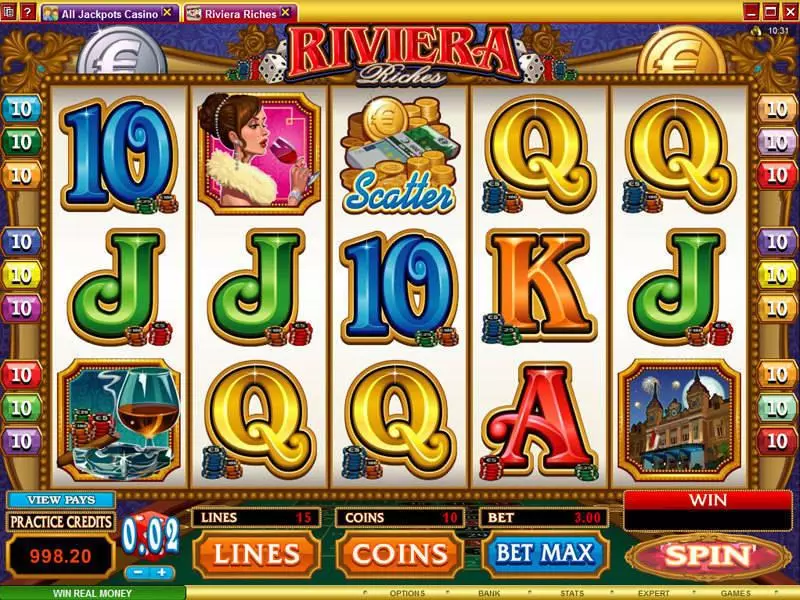 Riviera Riches slots Main Screen Reels