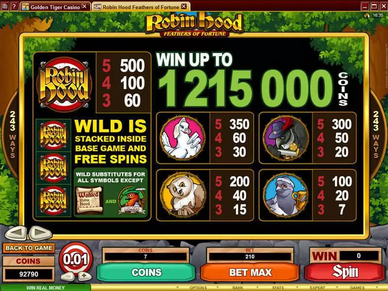 Robin Hood Feathers of Fortune slots Info and Rules