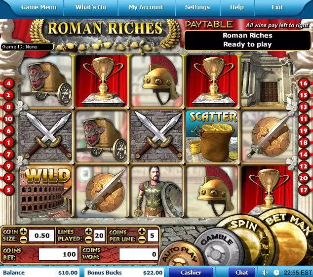 Roman Riches slots Main Screen Reels