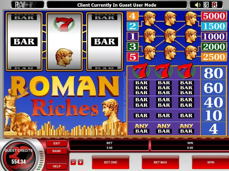 Roman Riches slots Main Screen Reels