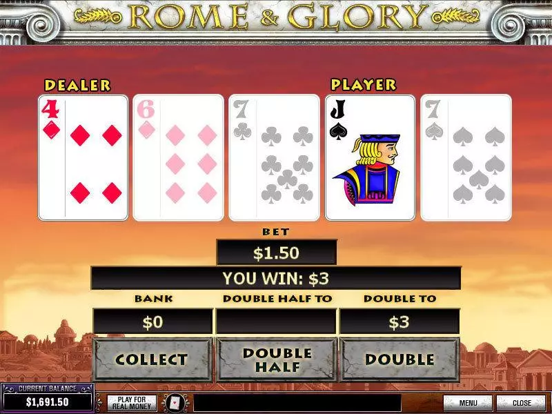 Rome and Glory slots Gamble Screen