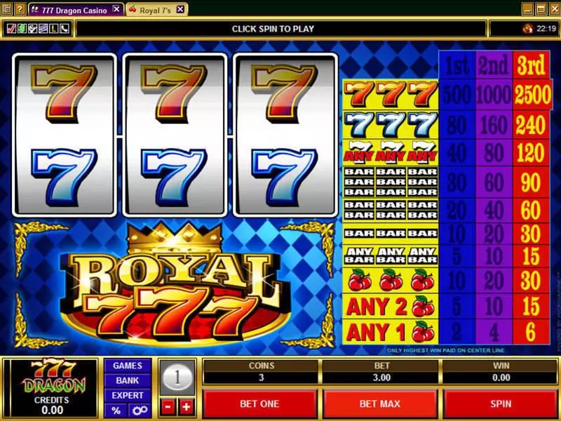 Royal Sevens slots Main Screen Reels