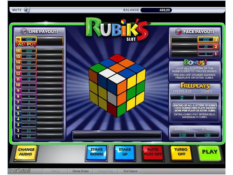 Rubiks slots Main Screen Reels