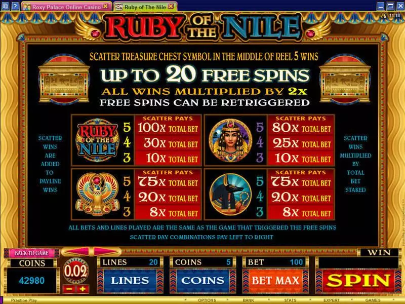 Ruby of the Nile slots Info and Rules
