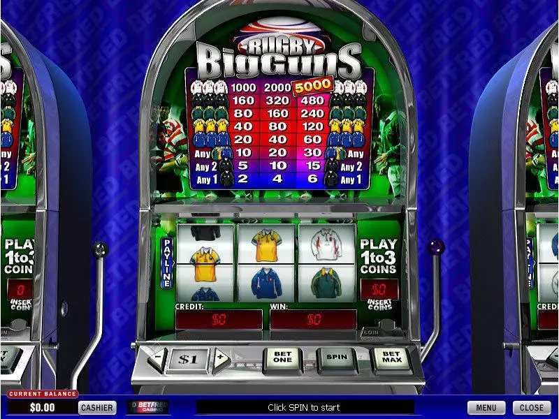 Rugby Big Guns slots Main Screen Reels