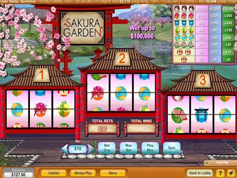 Sakura Garden slots Main Screen Reels