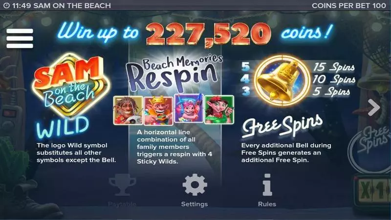 Sam on the Beach slots Info and Rules