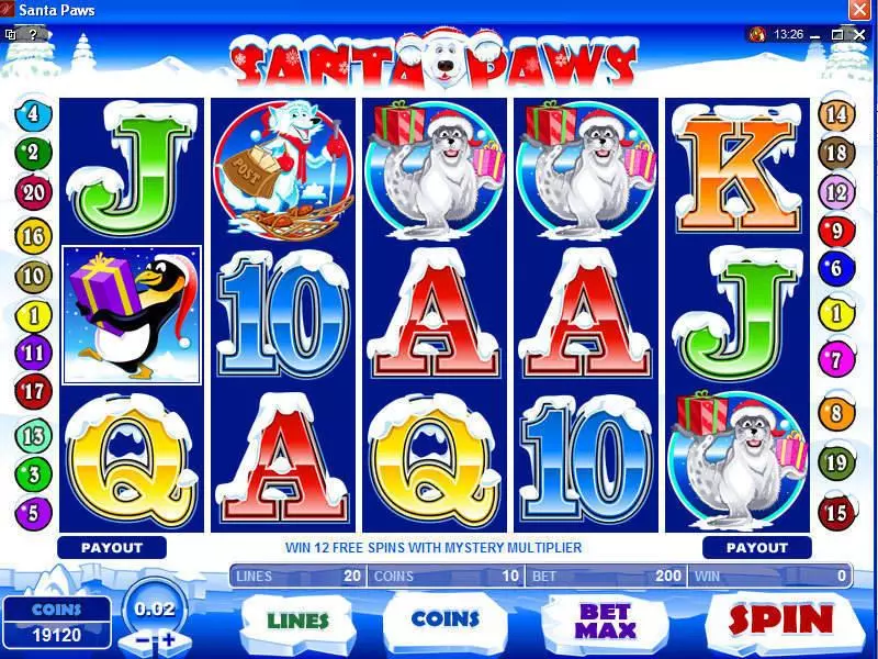 Santa Paws slots Main Screen Reels