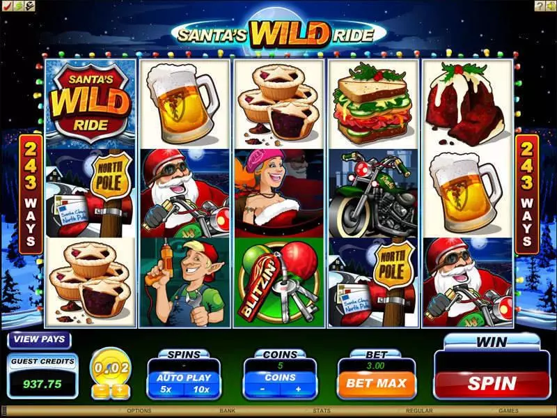 Santa's Wild Ride slots Main Screen Reels