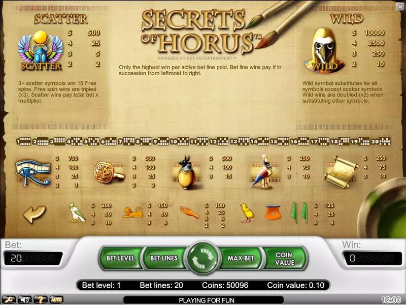 Secrets of Horus slots Info and Rules