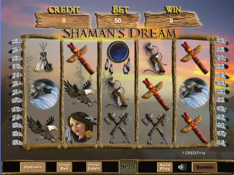 Shaman's Dream slots Main Screen Reels