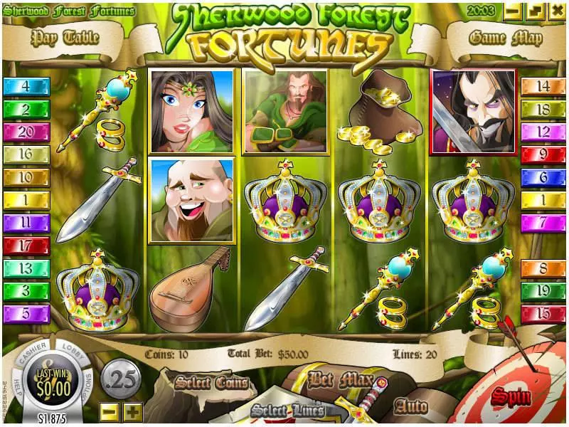 Sherwood Forest Fortunes slots Main Screen Reels