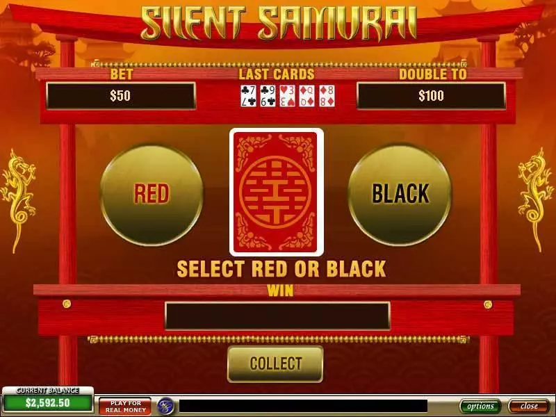 Silent Samurai slots Gamble Screen