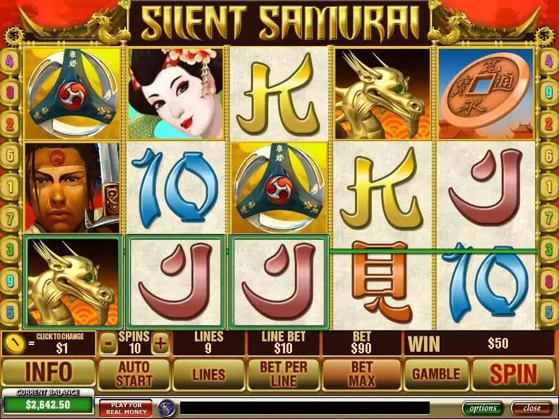 Silent Samurai slots Main Screen Reels