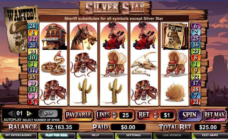 Silver Star slots Main Screen Reels