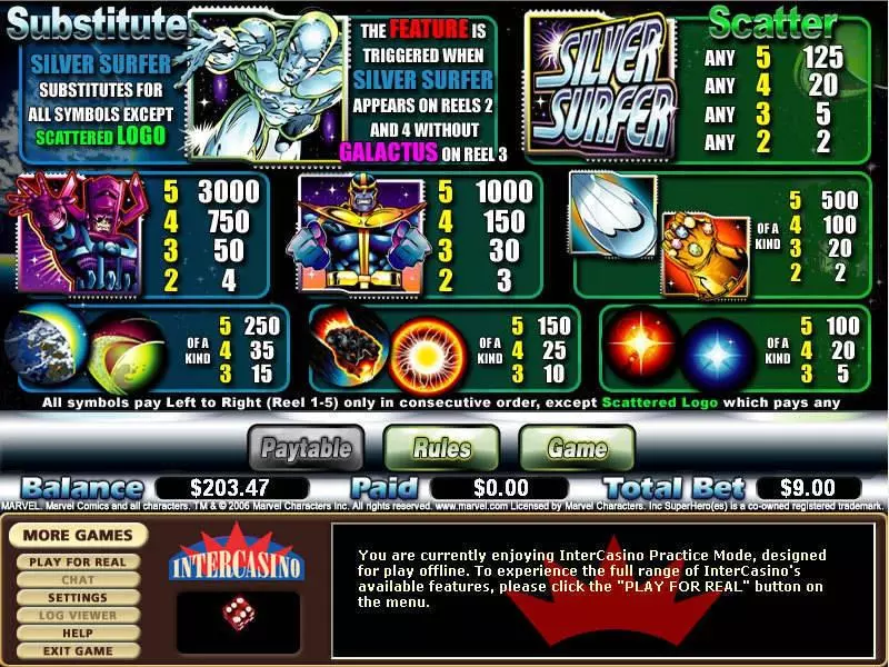 Silver Surfer slots Info and Rules