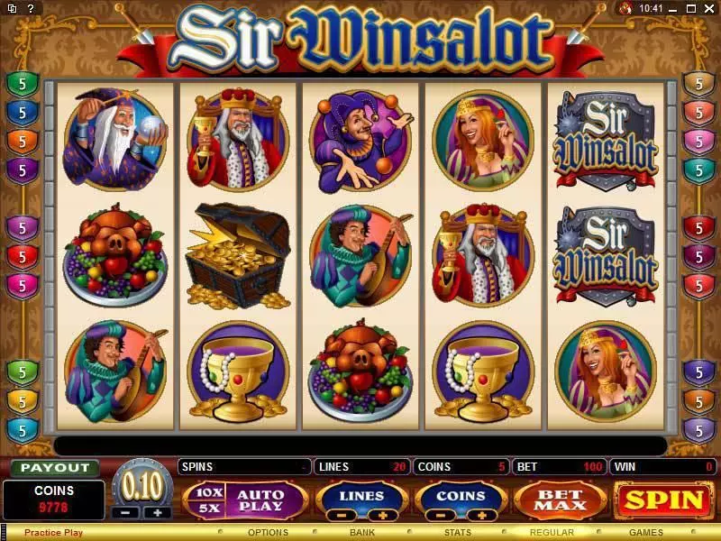 Sir Winsalot slots Main Screen Reels