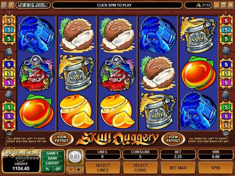 Skull Duggery slots Main Screen Reels