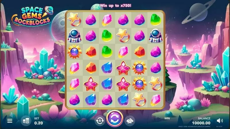 Space Gems. Rockblocks slots Main Screen Reels