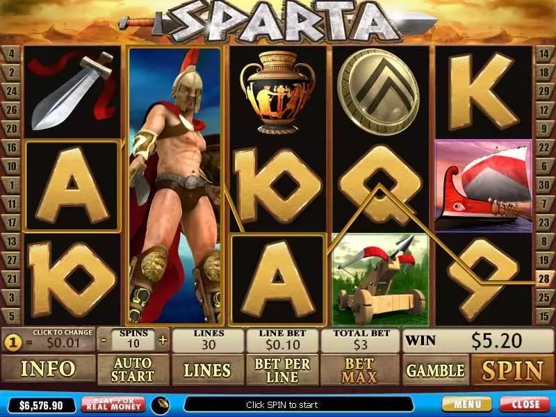 Sparta slots Main Screen Reels