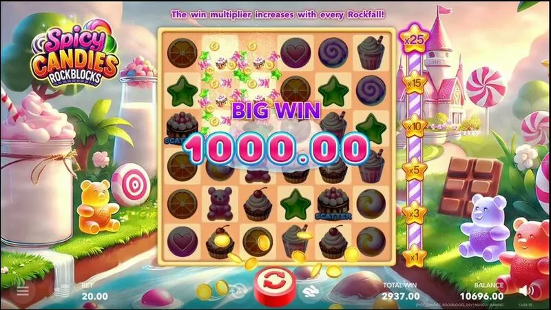 Spicy Candies. Rockblocks slots Main Screen Reels