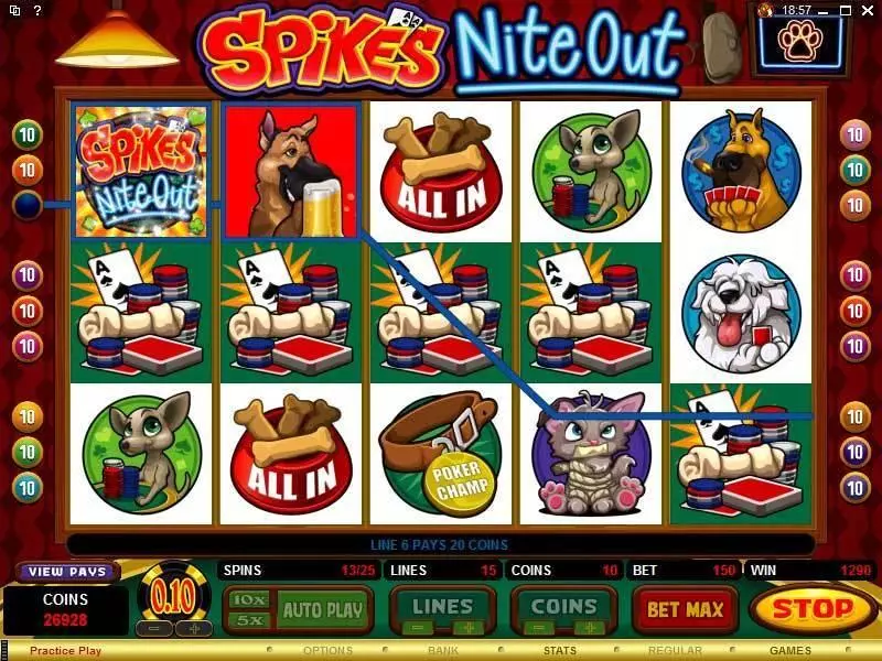 Spike's Nite Out slots Main Screen Reels