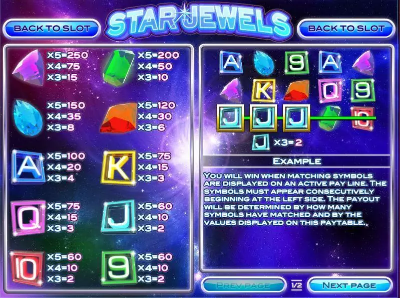 Star Jewels slots Info and Rules
