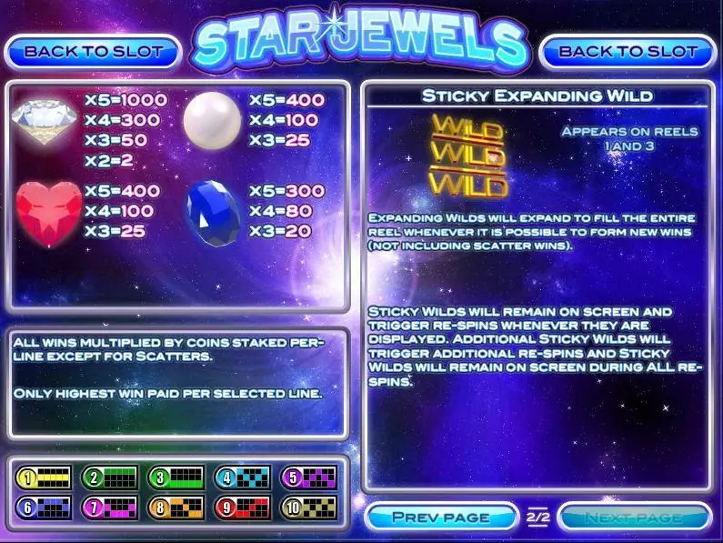 Star Jewels slots Info and Rules