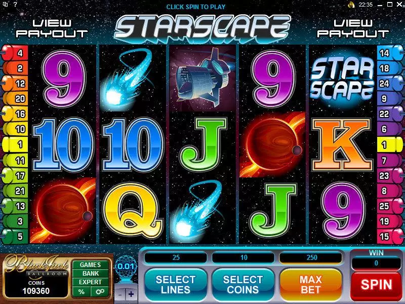Starscape slots Main Screen Reels