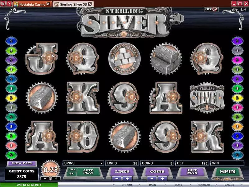 Sterling Silver 3D slots Main Screen Reels