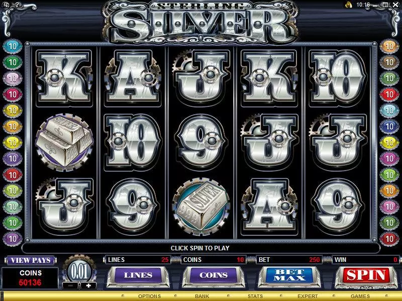 Sterling Silver slots Main Screen Reels