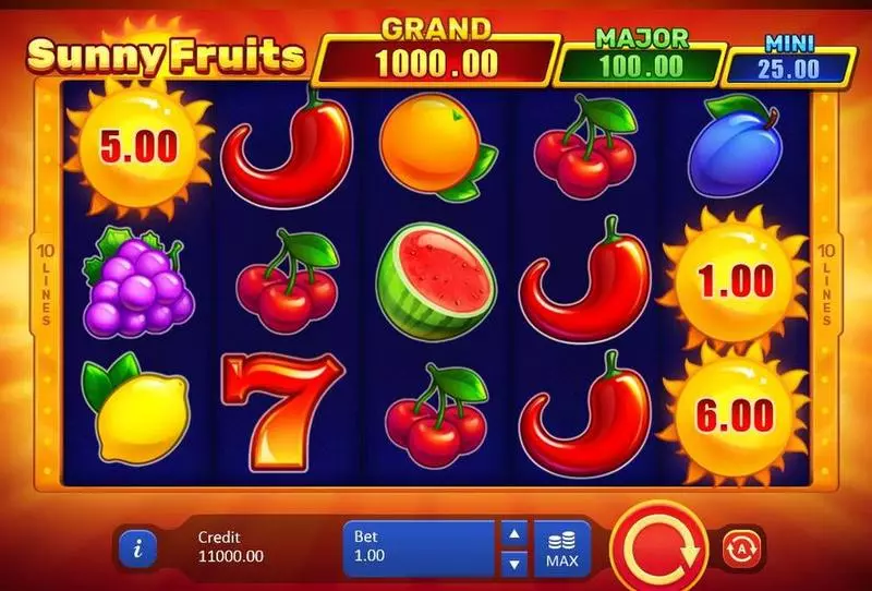 Sunny Fruits Hold and win slots Main Screen Reels
