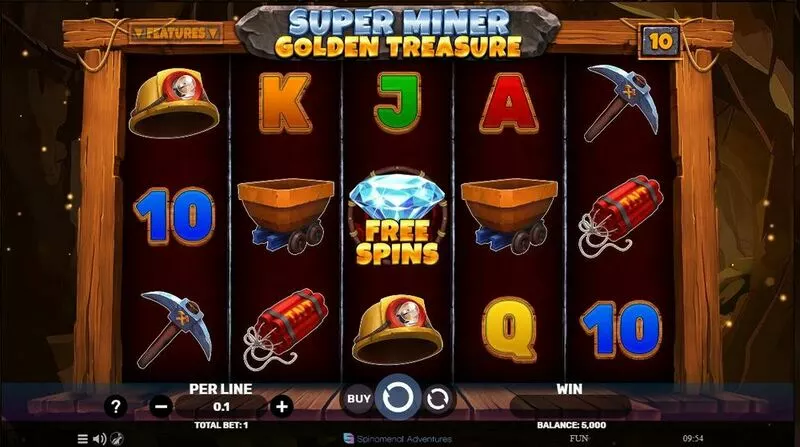 Super Miner – Golden Treasure slots Main Screen Reels