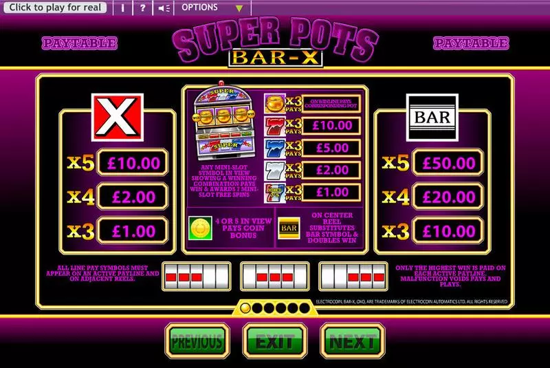 Super Pots Bar X slots Info and Rules