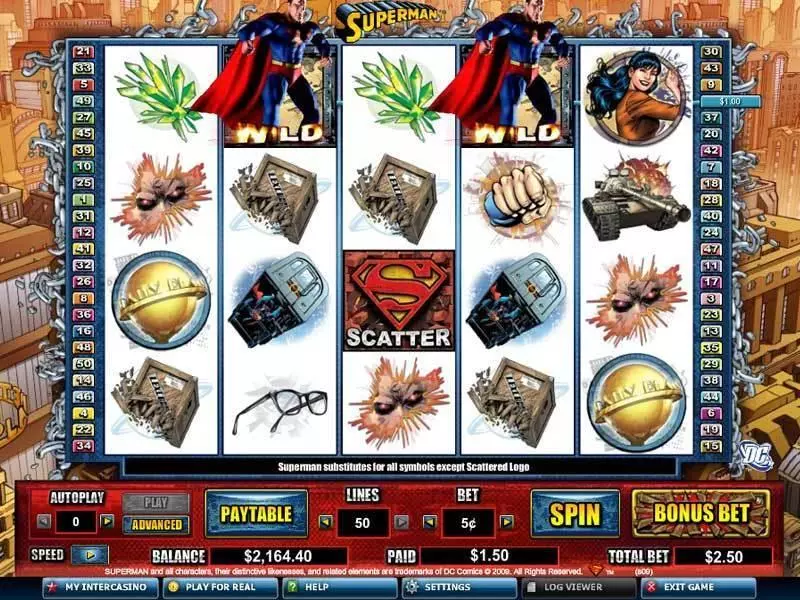 Superman slots Main Screen Reels