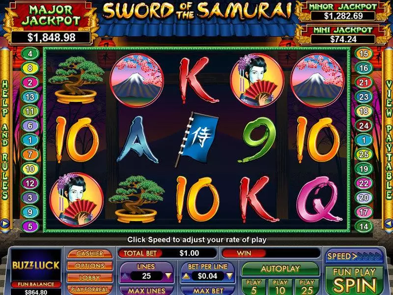Sword of the Samurai slots Main Screen Reels