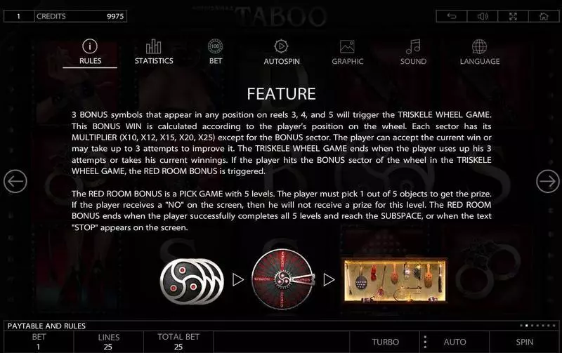 Taboo slots Bonus 1