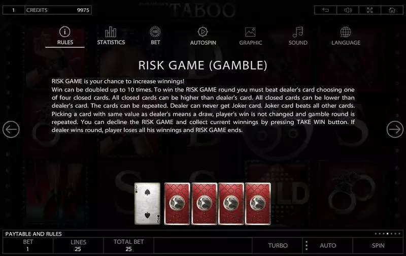 Taboo slots Gamble Winnings