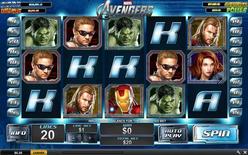 The Avengers slots Main Screen Reels