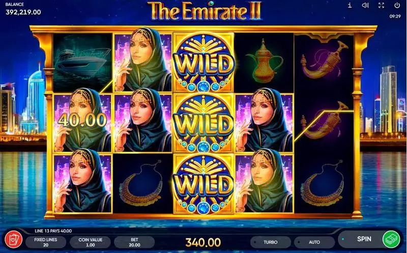 The Emirate II slots Main Screen Reels