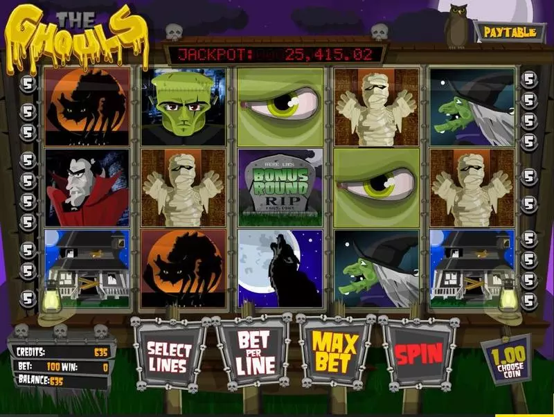The Ghouls slots Introduction Screen