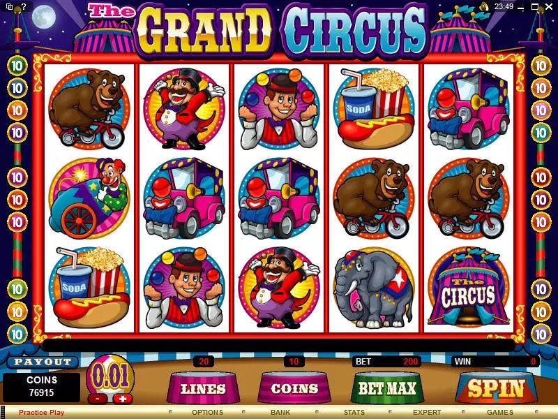 The Grand Circus slots Main Screen Reels