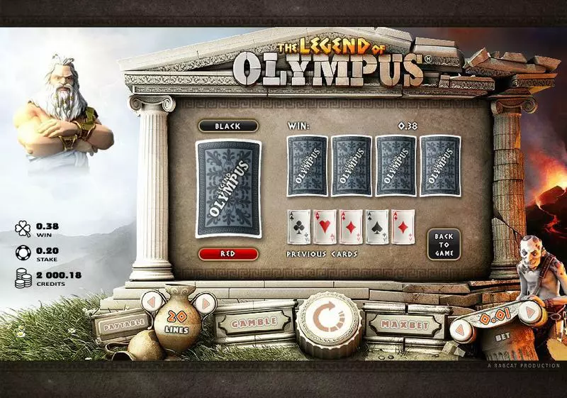 The Legend of Olympus slots Gamble Screen