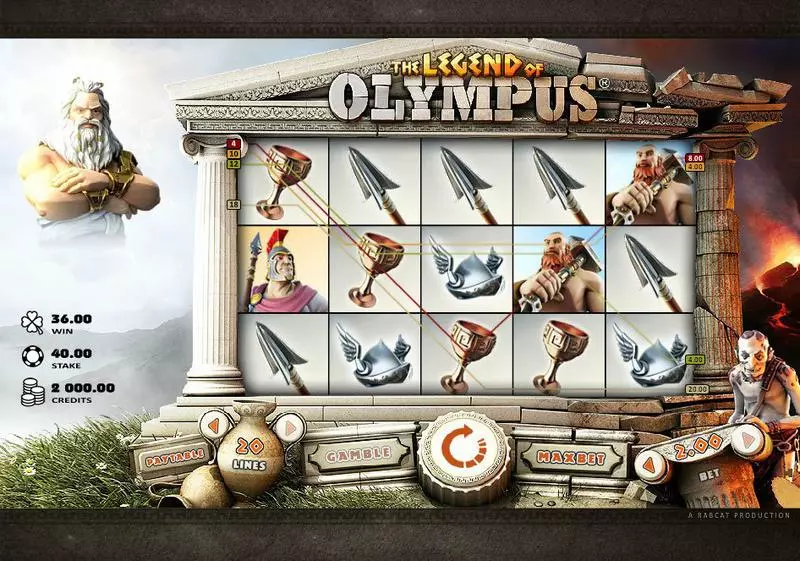 The Legend of Olympus slots Main Screen Reels