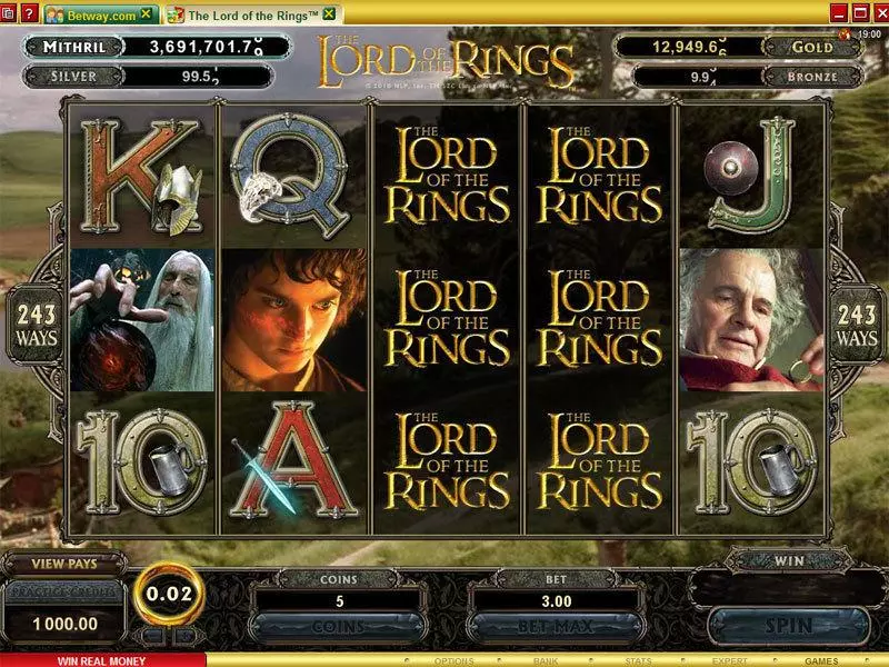 The Lord of the Rings slots Main Screen Reels