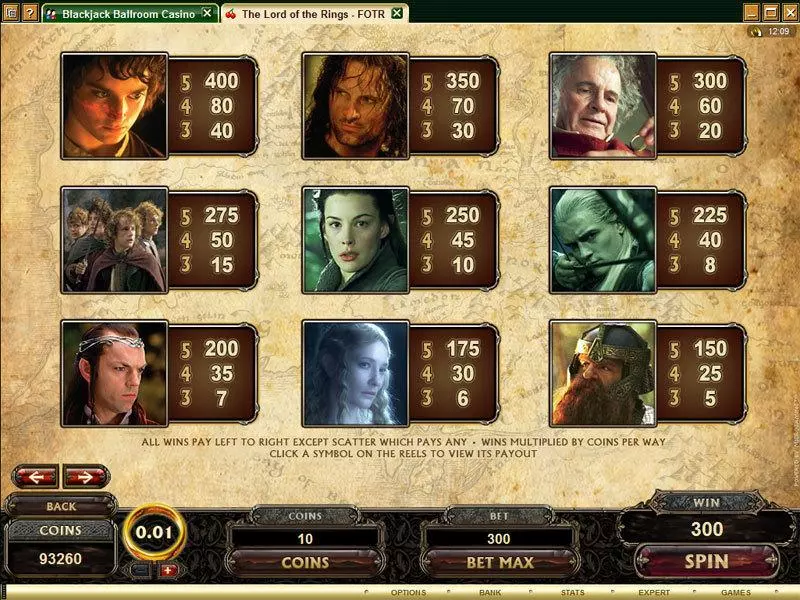 The Lord of the Rings - The Fellowship of the Ring slots Info and Rules