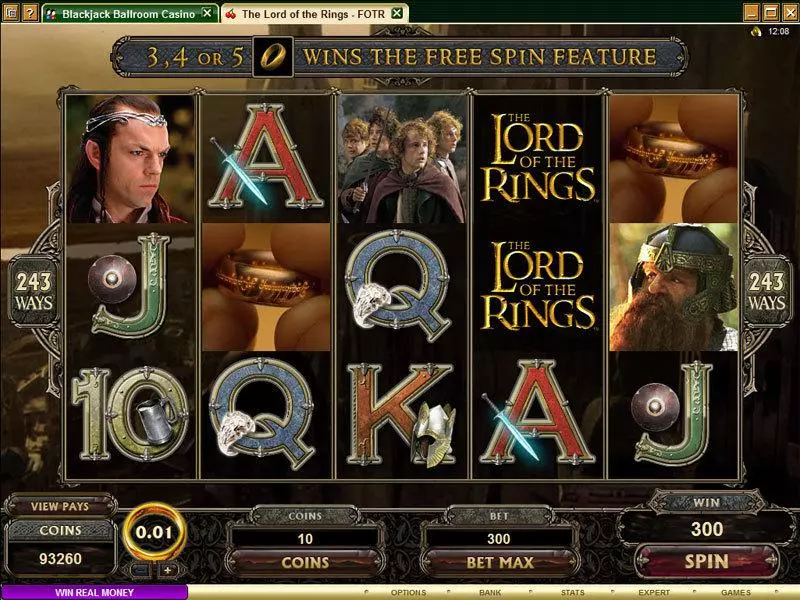 The Lord of the Rings - The Fellowship of the Ring slots Main Screen Reels