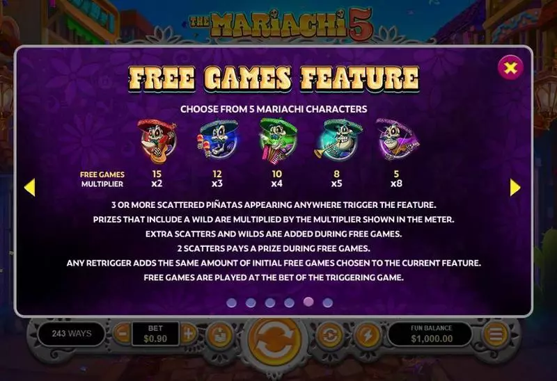 The Mariachi 5 slots Free Spins Feature