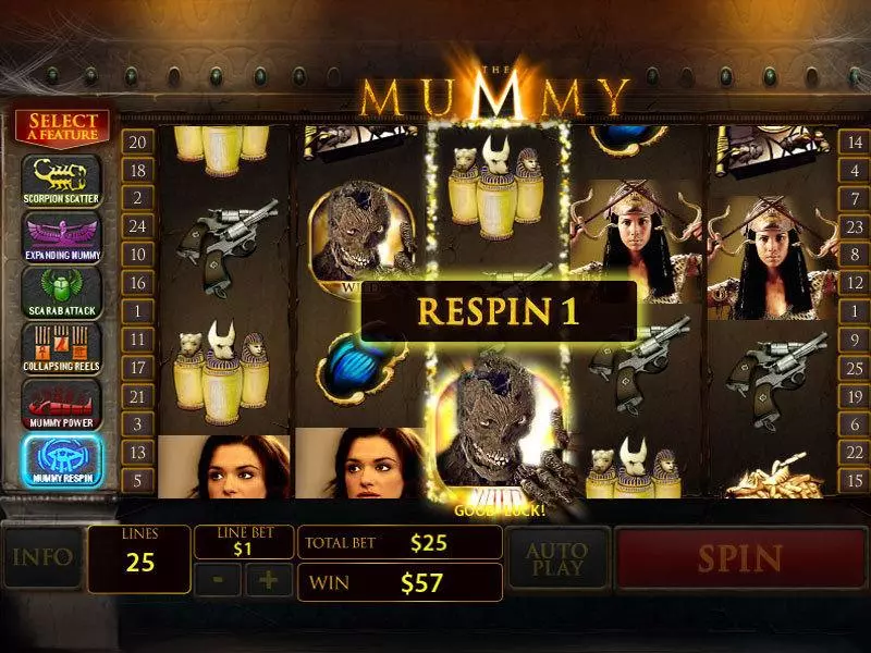 The Mummy slots Main Screen Reels